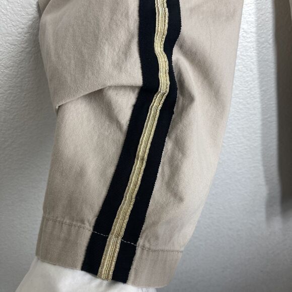 Zadig & Voltaire Pants Womens 36 Beige Tuxedo Stripe Gold Trim Casual Cotton - Picture 6 of 9